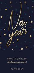 Borrel uitnodiging 'New Year' gouden sterren en confetti