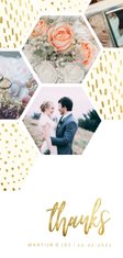 collage zeshoek fotocollage met gouden confetti
