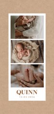 Fotocollage geboortekaartje in photobooth stijl kraftpapier