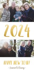 fotokaart nieuwjaars met fotocollage en jaartal 2024