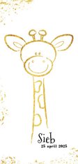 Geboorte origineel kaartje met goudkleurig lief girafje