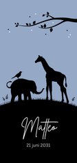 Geboorte - Silhouet olifantje en giraf