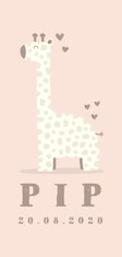 Geboortekaartje giraf meisje met hartjes