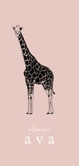 Geboortekaartje hip lijntekening giraf roze