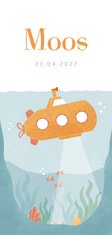 Geboortekaartje illustratie oceaan met onderzeeër