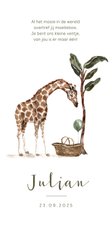 Geboortekaartje jungle giraf baby mandje boom