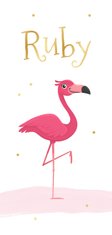 Geboortekaartje meisje flamingo goud waterverf