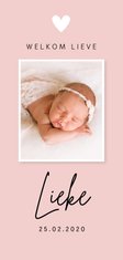 Geboortekaartje meisje foto roze hartje