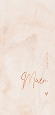 Geboortekaartje roze marmer en hartje minimalistisch 