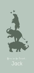 Geboortekaartje silhouet neushoorn, olifant en beer