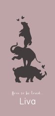 Geboortekaartje silhouet van neushoorn, olifant en beer