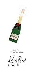 Grappige nieuwjaarskaart champagne - knallen in 2024