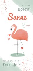 Hippe uitnodiging flamingo waterverf meisje 2e verjaardag