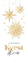 Kerstdiner menukaart sterren chique stijlvol wit goud