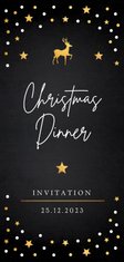Kerstdiner uitnodiging zwart confetti goudlook
