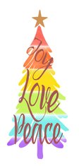 Kerstkaart - Kerstboom in regenboogkleuren en tekst