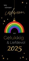 Kerstkaart LGBTQ regenboog kerstbal fijne feestdagen