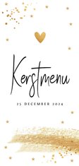 Kerstmenukaart langwerpig confetti goudlook