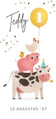 Kinderfeestje uitnodiging boerderijdieren feestje confetti