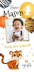 Kinderfeestje uitnodiging feestje tijger ballonnen jungle