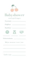 Lief babyshower voorspellingen kaartje met kersjes