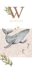 Lief geboortekaartje met schattig walvisje in de zee