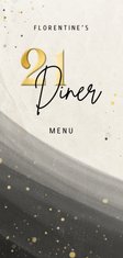 Menukaart 21 diner met zwarte waterverf en gouden details
