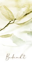 Rouw- bedankkaart wit bladeren sereen
