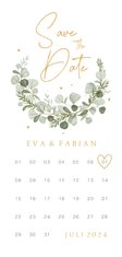 Save the date kalender eucalyptus stijlvol hartjes klassiek