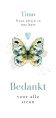 Stijlvolle bedankkaart kleurrijke vlinder watercolor hart