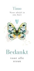 Stijlvolle bedankkaart kleurrijke vlinder watercolor hart