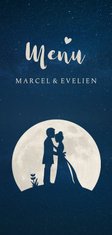 Stijlvolle menukaart huwelijk trouwen met silhouet in maan
