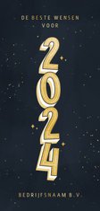 Stijlvolle zakelijke nieuwjaarskaart typografie 2024 en goud