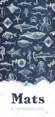 Stoer en hip geboortekaartje zeedieren illustraties