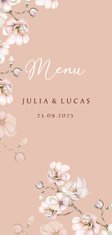Trouwen menu magnolia roze wit