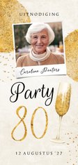 Uitnodiging 80 jaar goud stijlvol champagne foto vintage