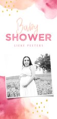 Uitnodiging babyshower meisje met waterverf en eigen foto