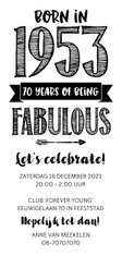 Uitnodiging born in 1953 - 70 years of being fabulous
