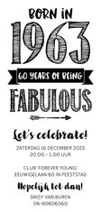 Uitnodiging born in 1963 - 60 years of being fabulous
