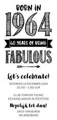 Uitnodiging born in 1964 - 60 years of being fabulous