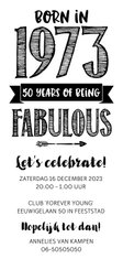 Uitnodiging born in 1973 - 50 years of being fabulous