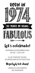 Uitnodiging born in 1974 - 50 years of being fabulous