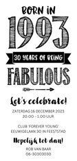 Uitnodiging born in 1993 - 30 years of being fabulous