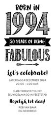 Uitnodiging born in 1994 - 30 years of being fabulous