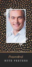 Uitnodiging pensioen goudlook patroon confetti foto