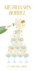 Uitnodiging voor een nieuwjaarsborrel met champagnetoren