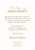 Jubileum uitnodiging 60 jaar getrouwd beige bloemen ovaal Achterkant