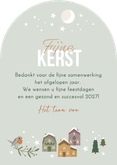 Kerstkaart zakelijk kersthuisjes in wintersfeer Achterkant