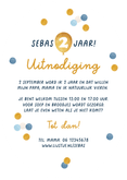 Kinderfeestje uitnodiging confetti 2 jaar foto goud blauw Achterkant