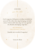Minimalistische save the date kaart ovaal met gouden details Achterkant